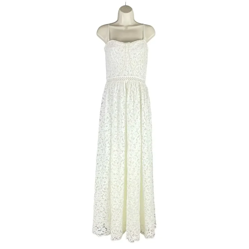 Jonathan Simkhai Strapless Lace Bridal Dress Convertible White Size 6 - Picture 5 of 12